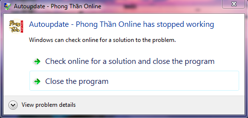 Lỗi "Has Stopped Working" khi vào game